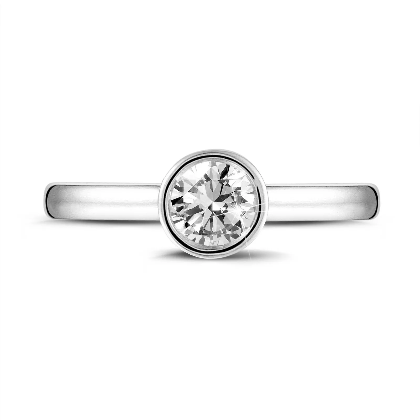 0.90 quilates anillo solitario en oro blanco con un diamante redondo 