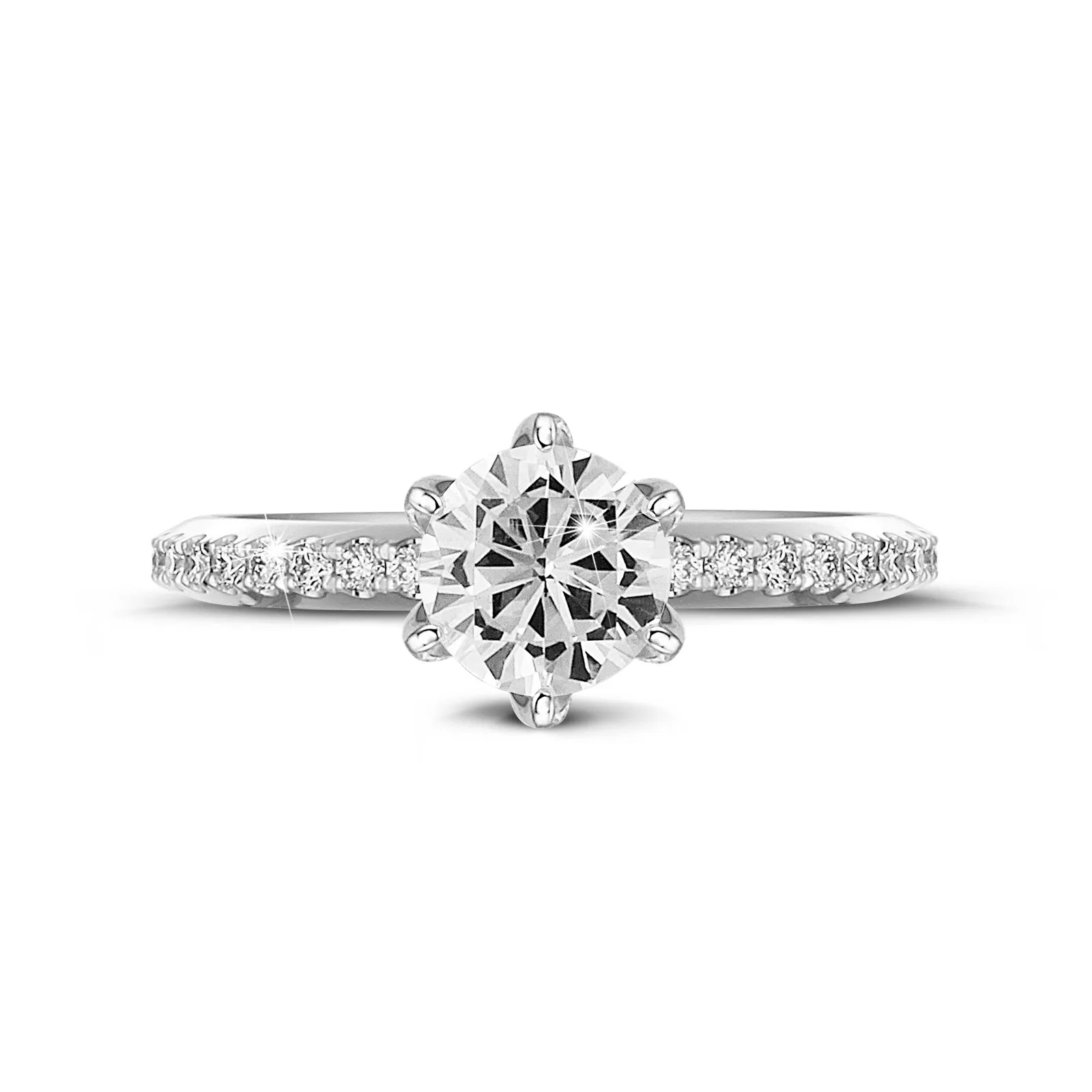 2.00 quilates anillo solitario en oro blanco con diamantes en los lados 