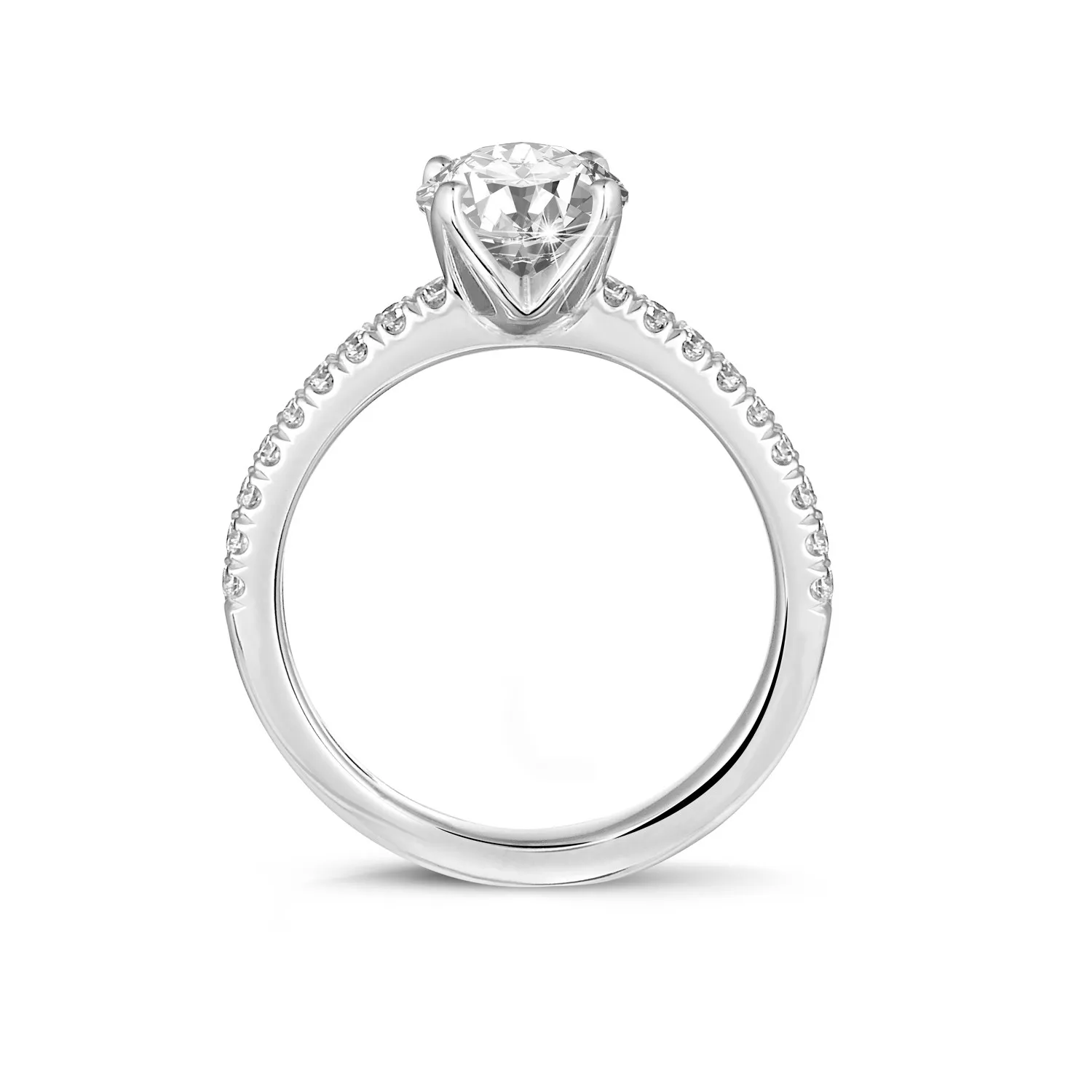 3.00 quilates anillo solitario en oro blanco con diamantes en los lados 
