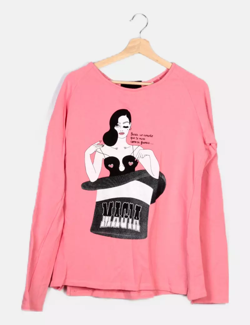 Aire Retro Sudadera rosa estampada