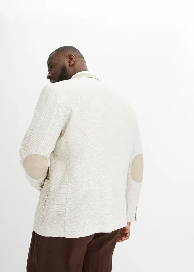 Americana de lino, regular fit Blanco lana jaspeado