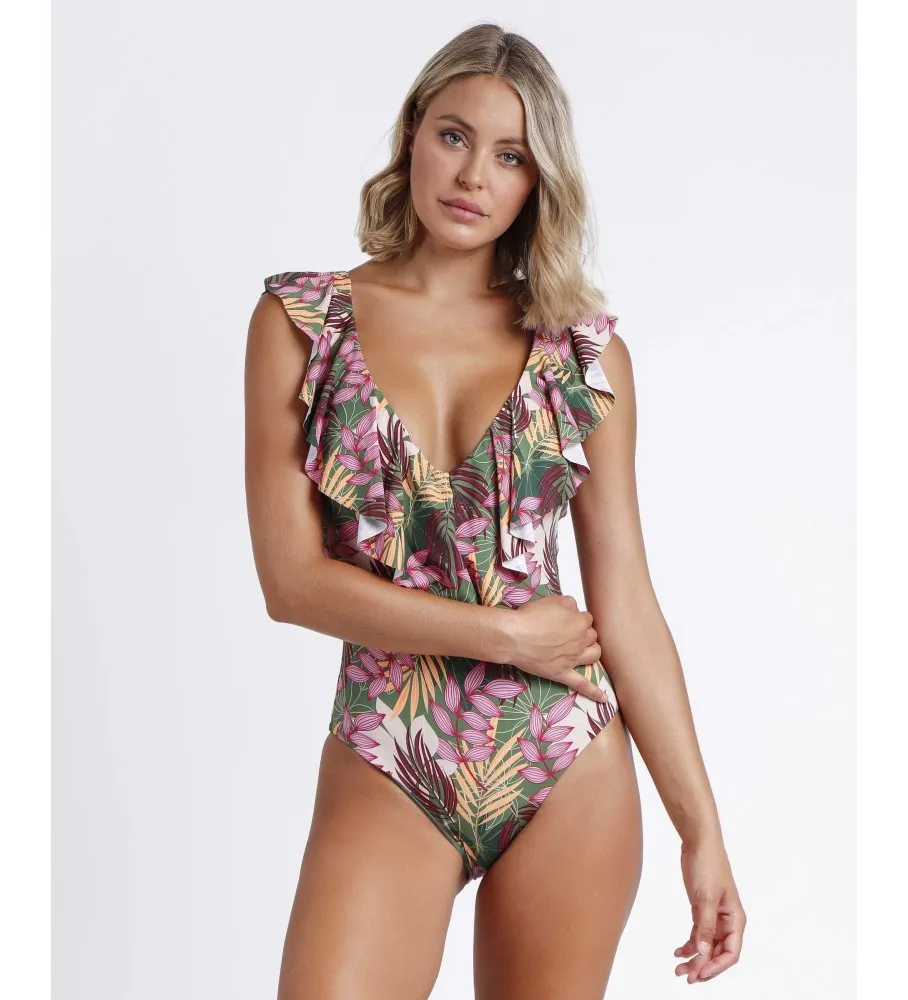 Bañador Volantes Hawaii estampado