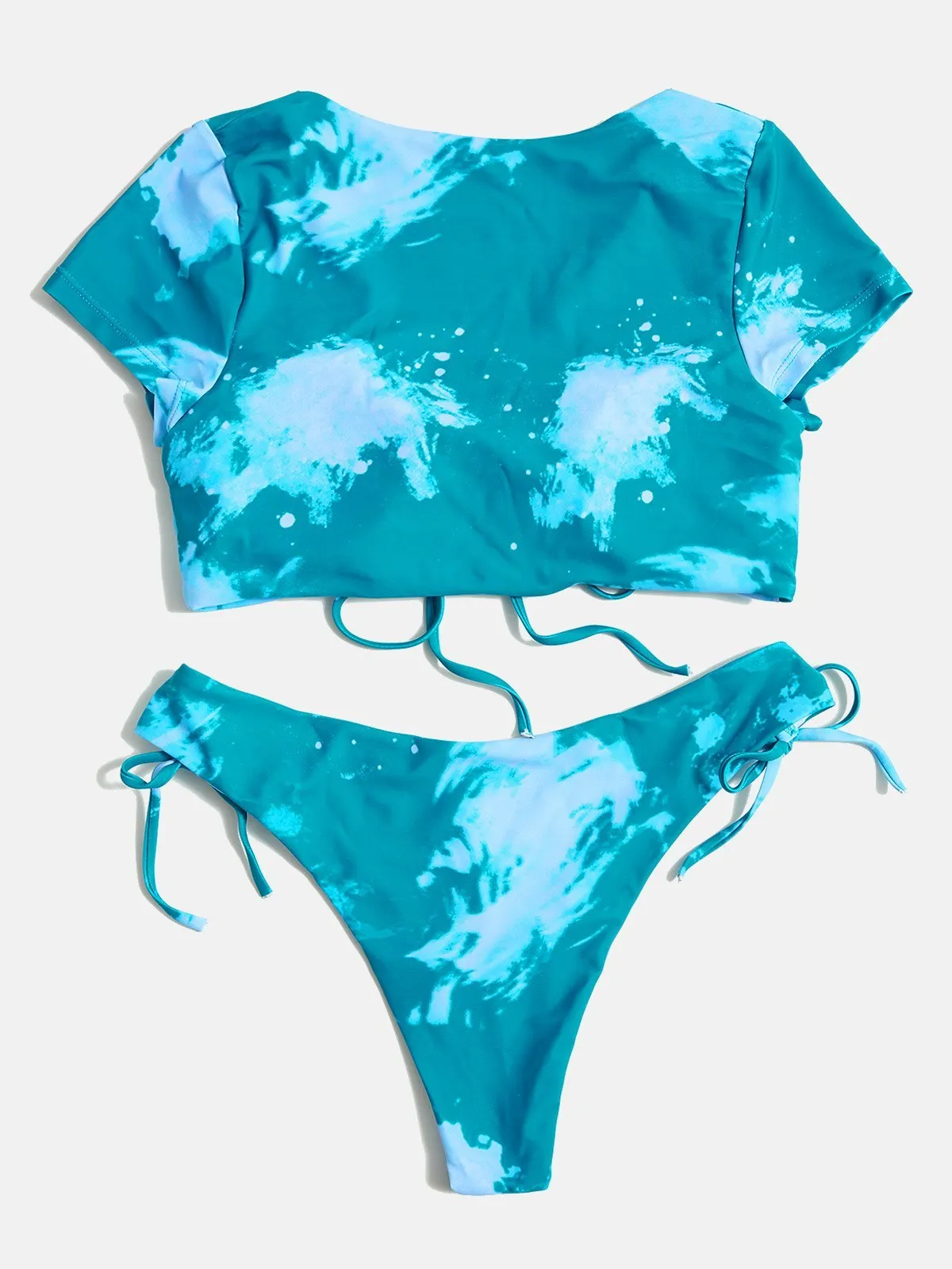 BIKINI DE MANGA CORTA PLISADO CON EFECTO TIEDYE
