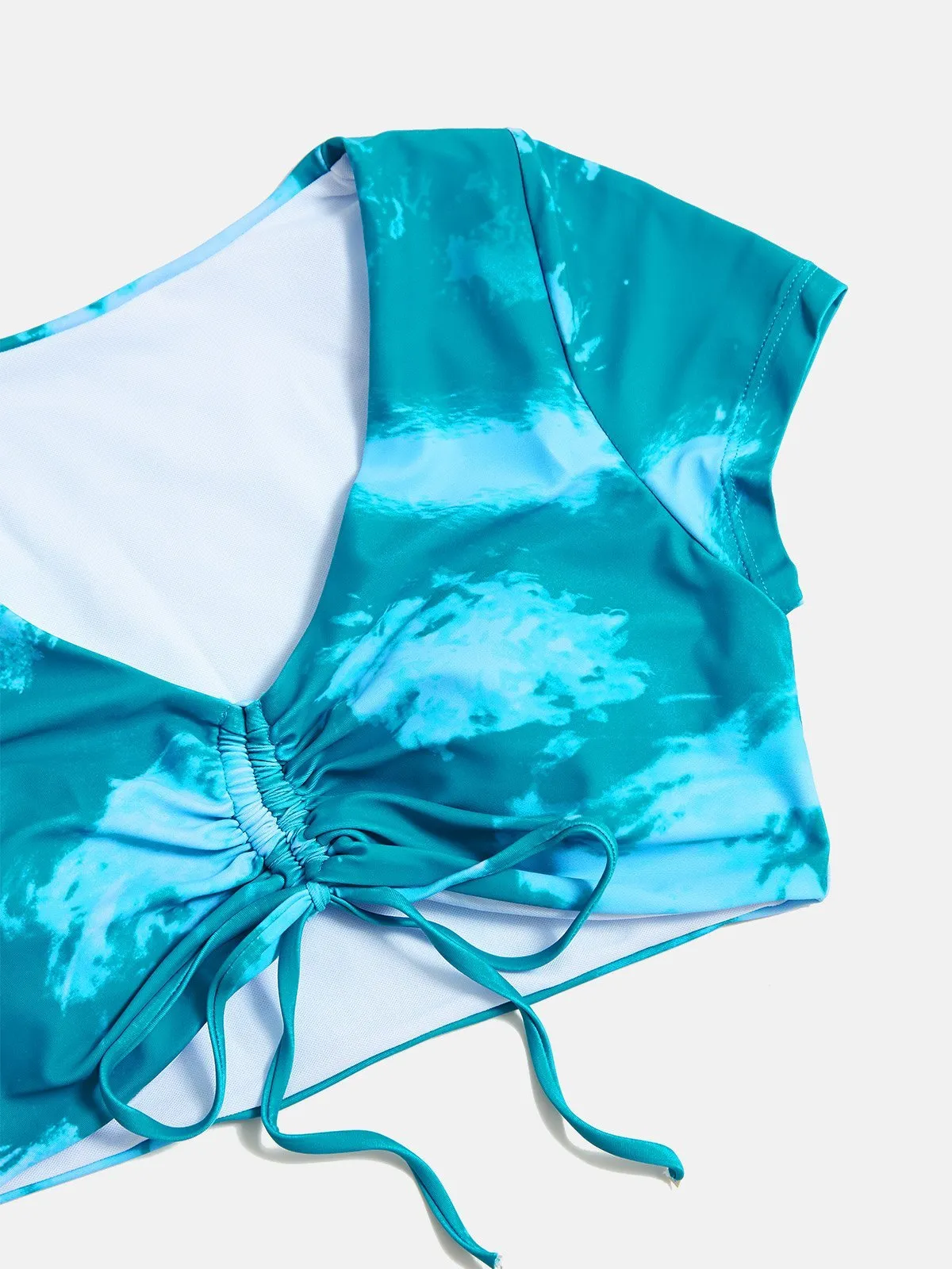 BIKINI DE MANGA CORTA PLISADO CON EFECTO TIEDYE
