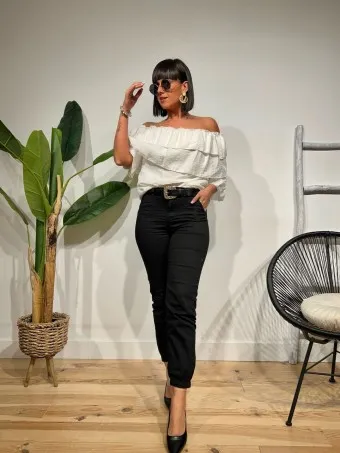 Blusa Bardot Volantes MALLESA Blanco