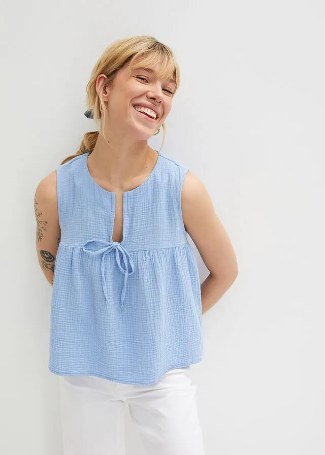 Blusa sin mangas Azul perla