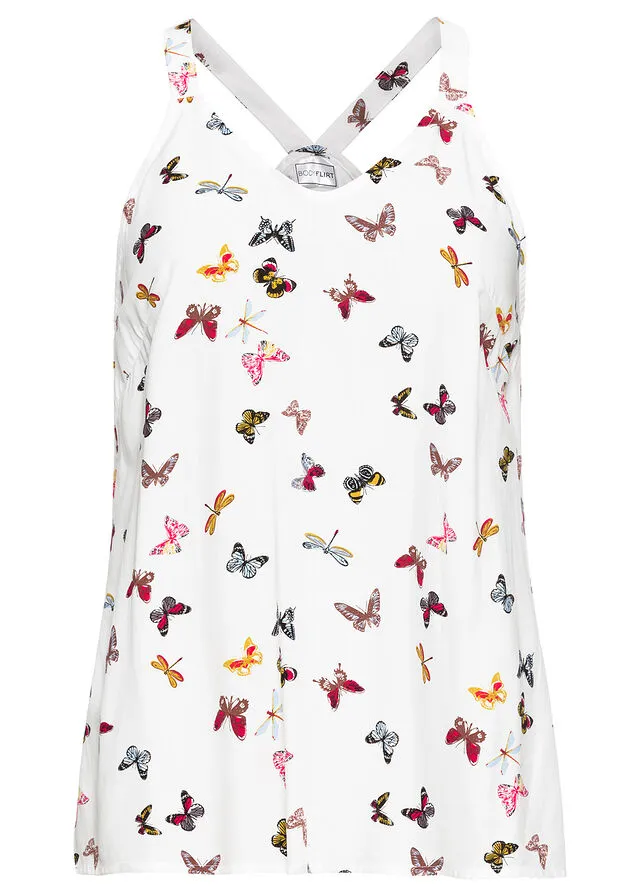 Blusa sin mangas Blanco estampado