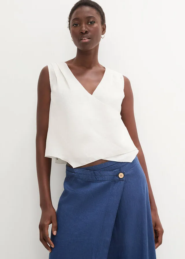 Blusa sin mangas Blanco lana