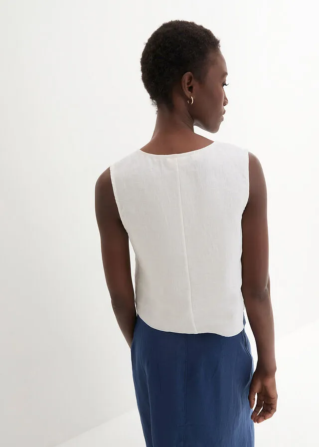 Blusa sin mangas Blanco lana