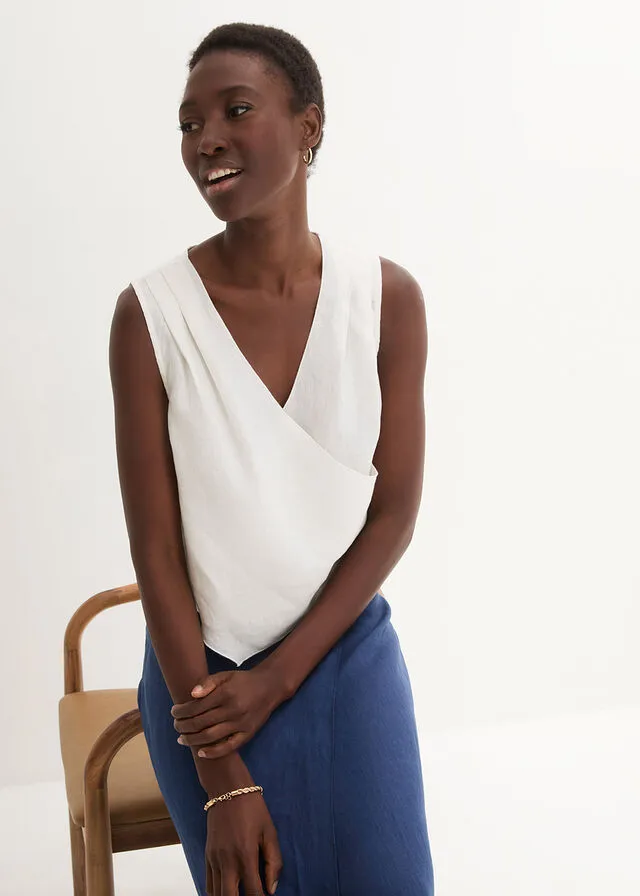 Blusa sin mangas Blanco lana
