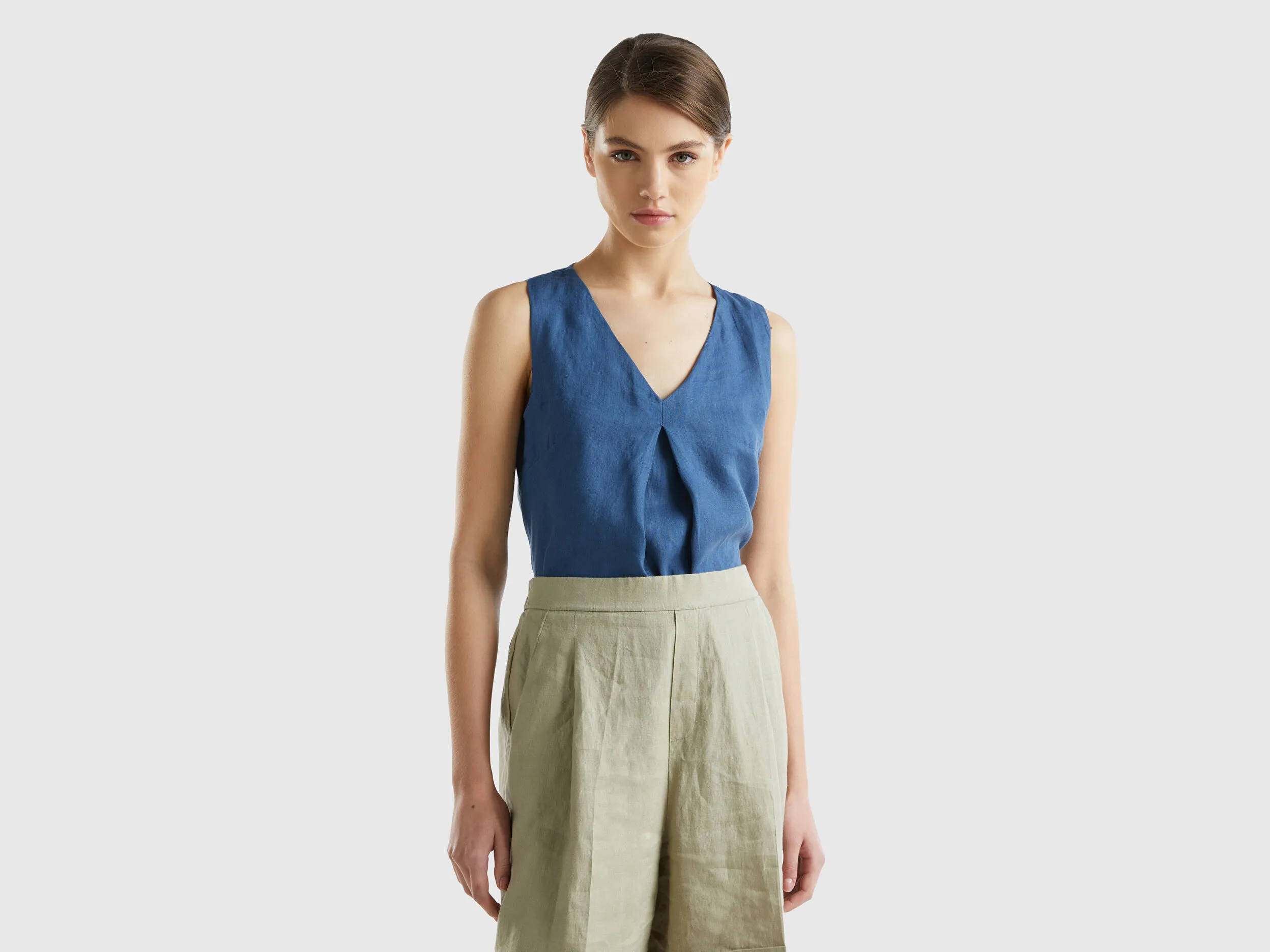 Blusa sin mangas de lino puro