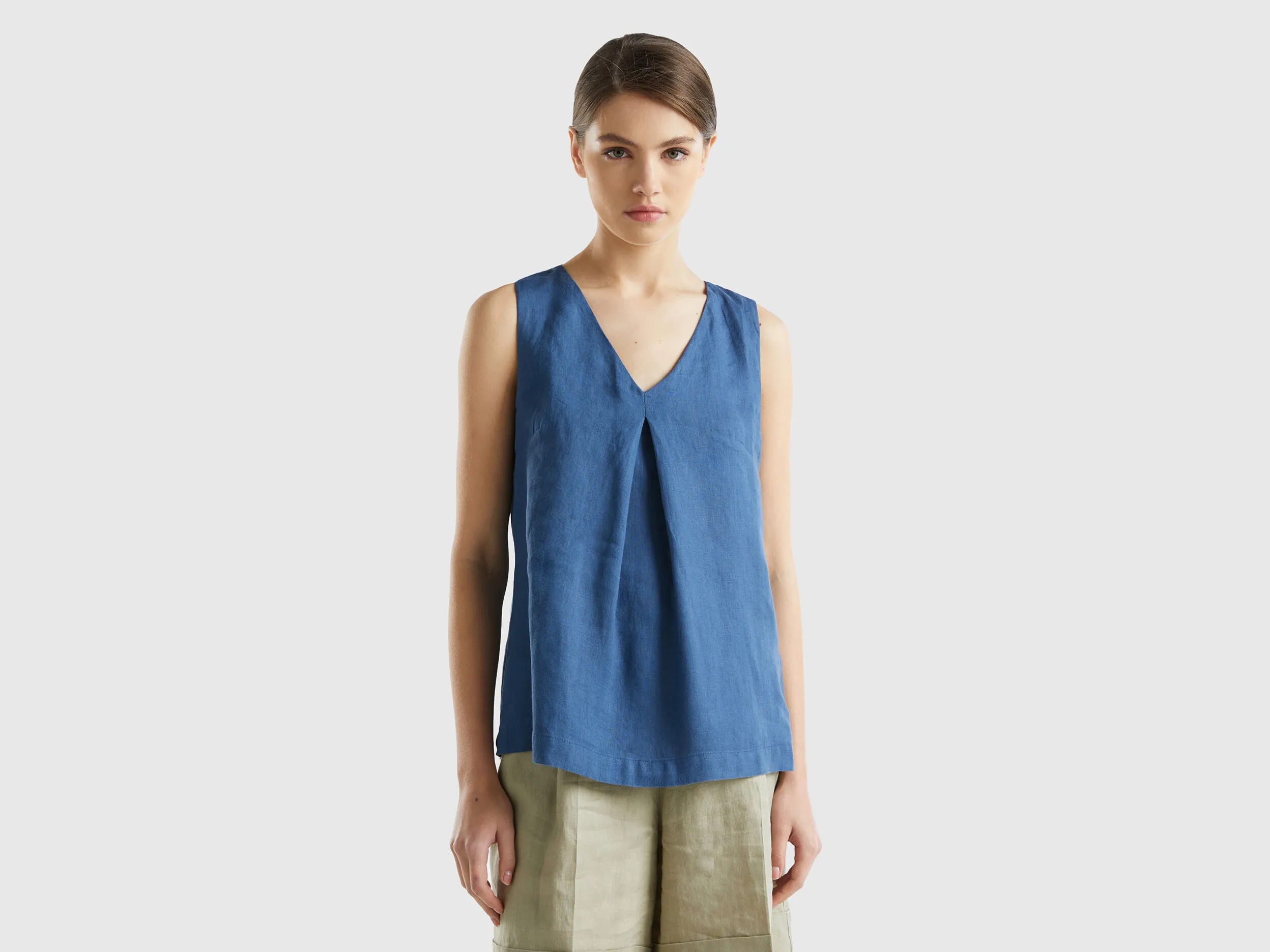 Blusa sin mangas de lino puro