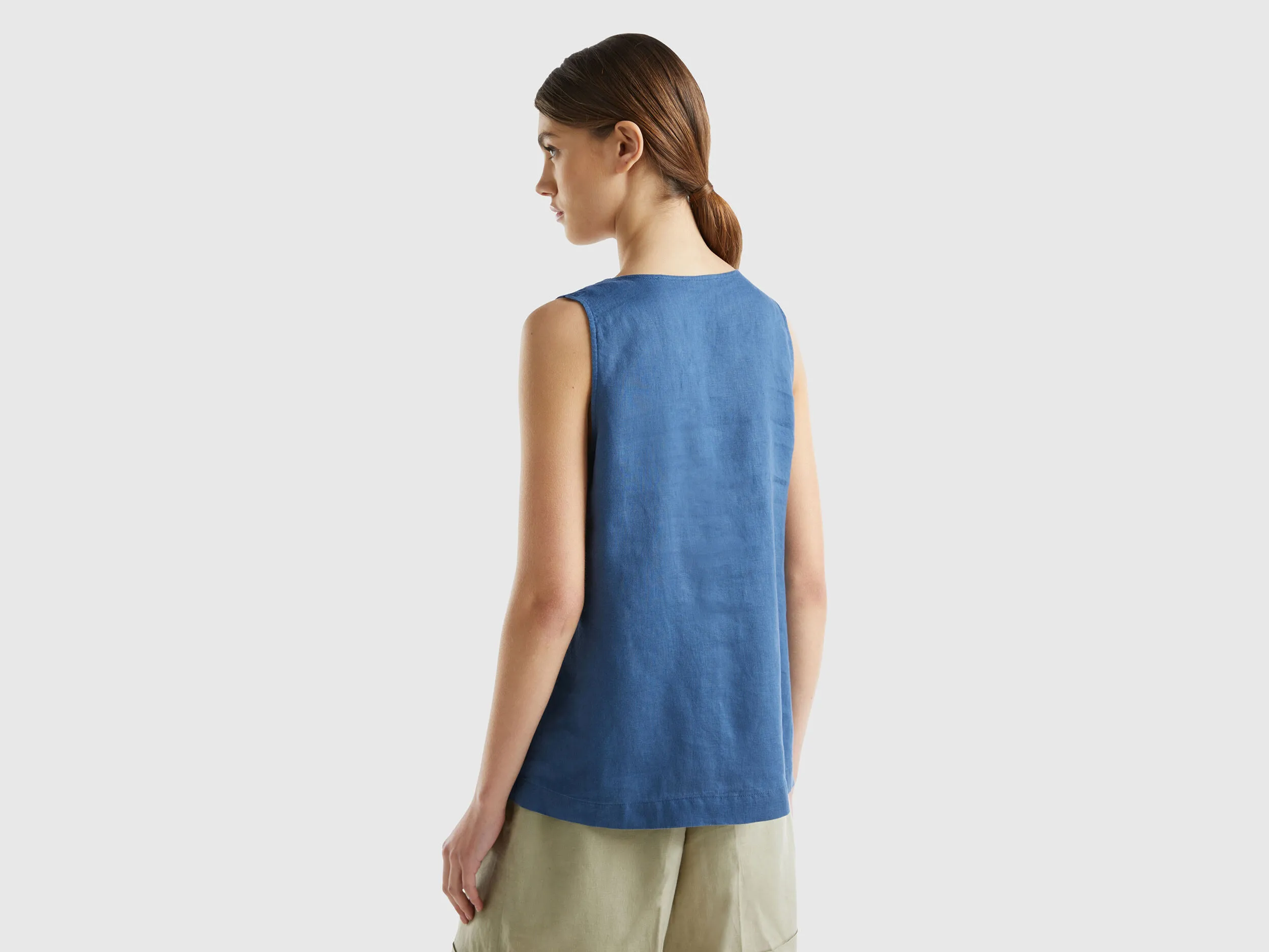 Blusa sin mangas de lino puro