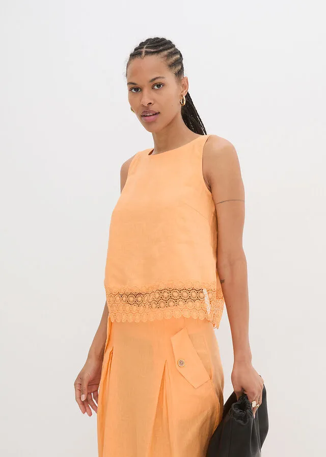 Blusa sin mangas Naranja crema