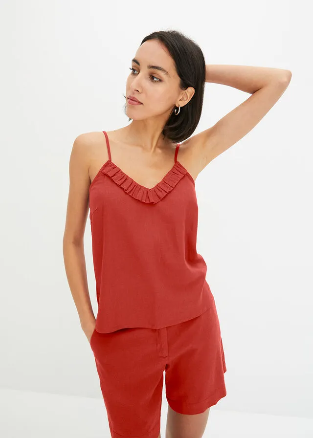 Blusa sin mangas rojo carmín
