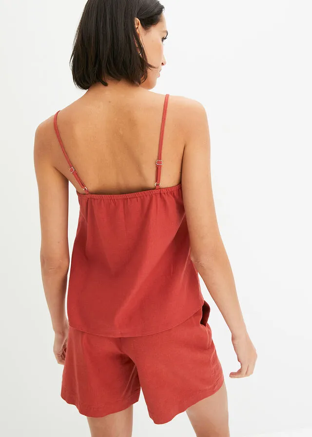 Blusa sin mangas rojo carmín