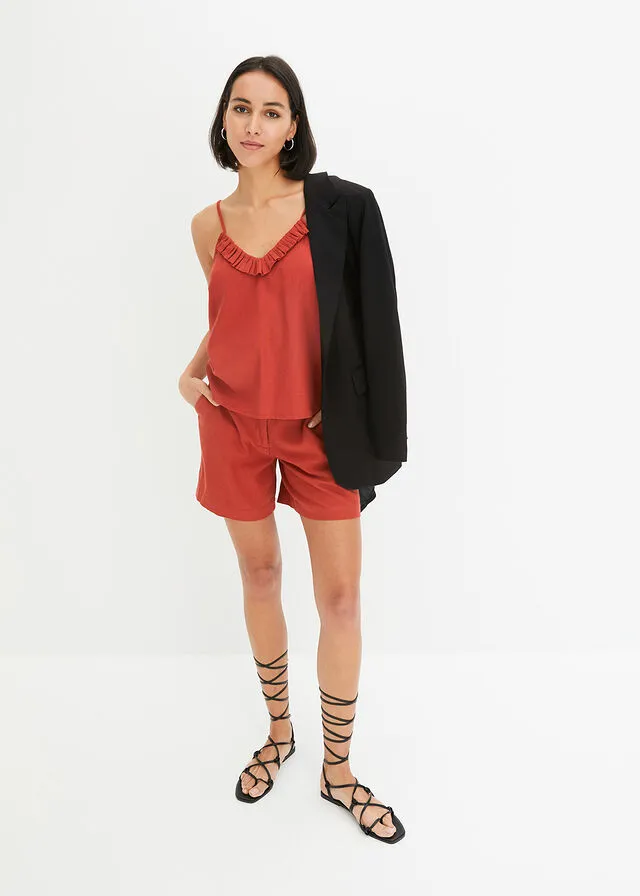 Blusa sin mangas rojo carmín