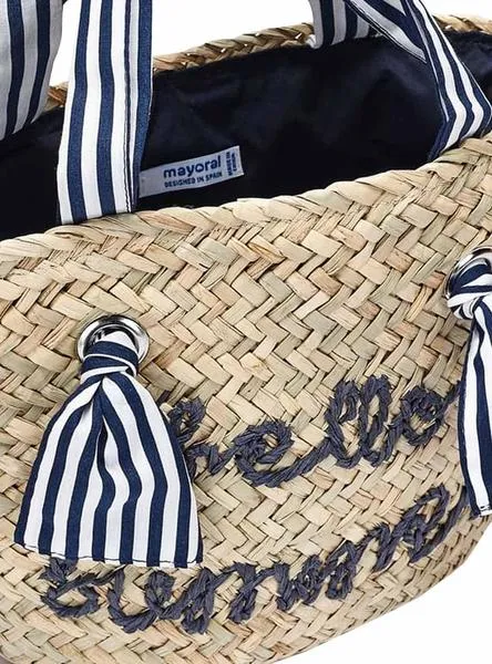 bolso mayoral rafia azul para niña