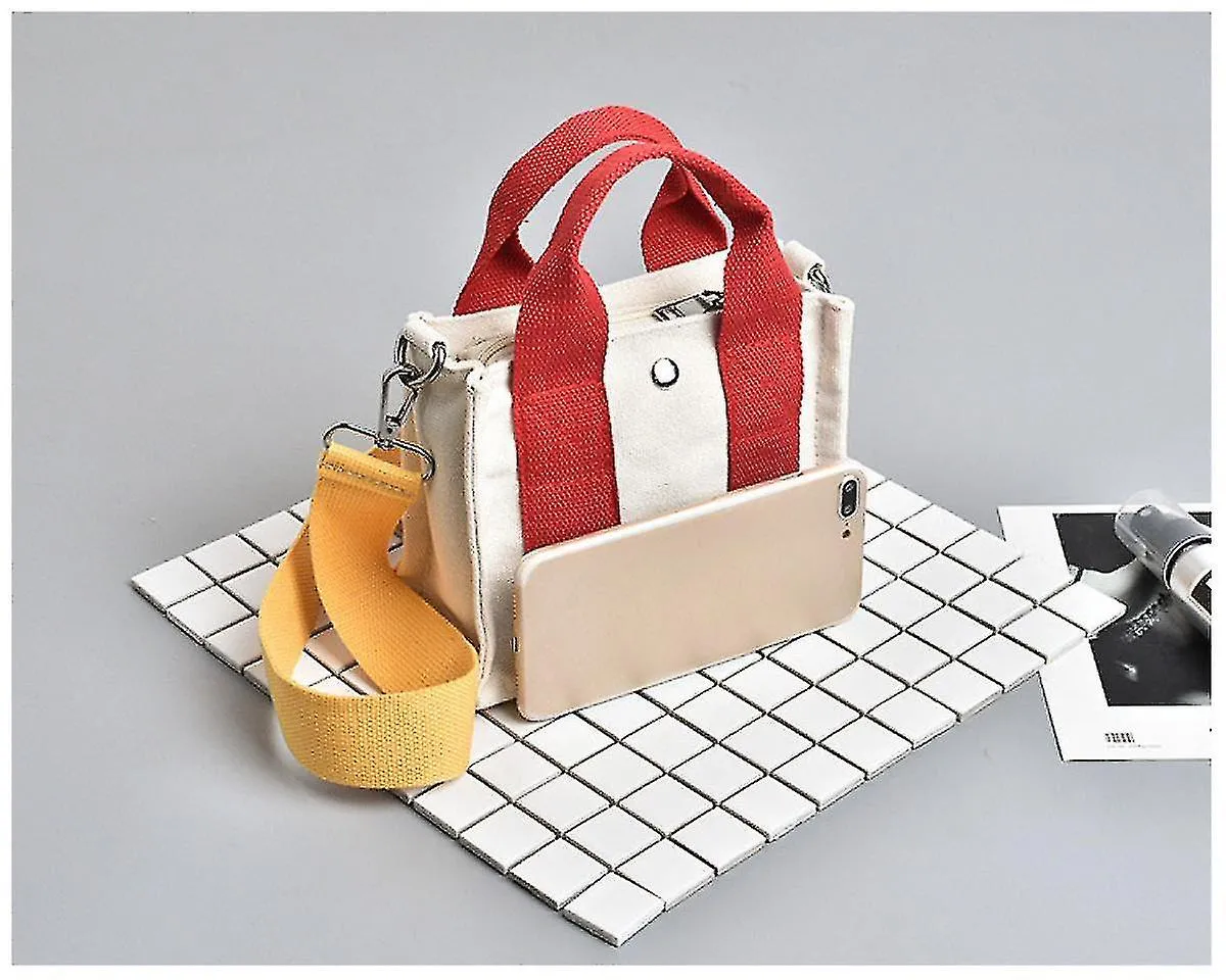 Bolso rojo y blanco para mujeres's Nuevo bolso cuadrado de lona de doble propósito Versión coreana Color de contraste Bolso 