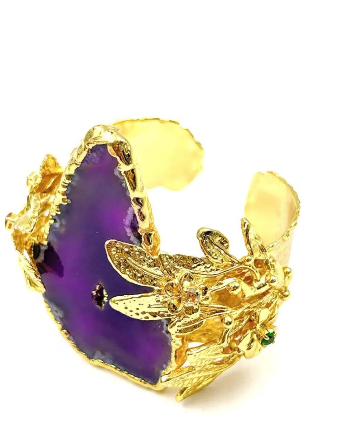 BRAZALETES DORADOS CON PIEDRAS MORADAS PARA BODAS