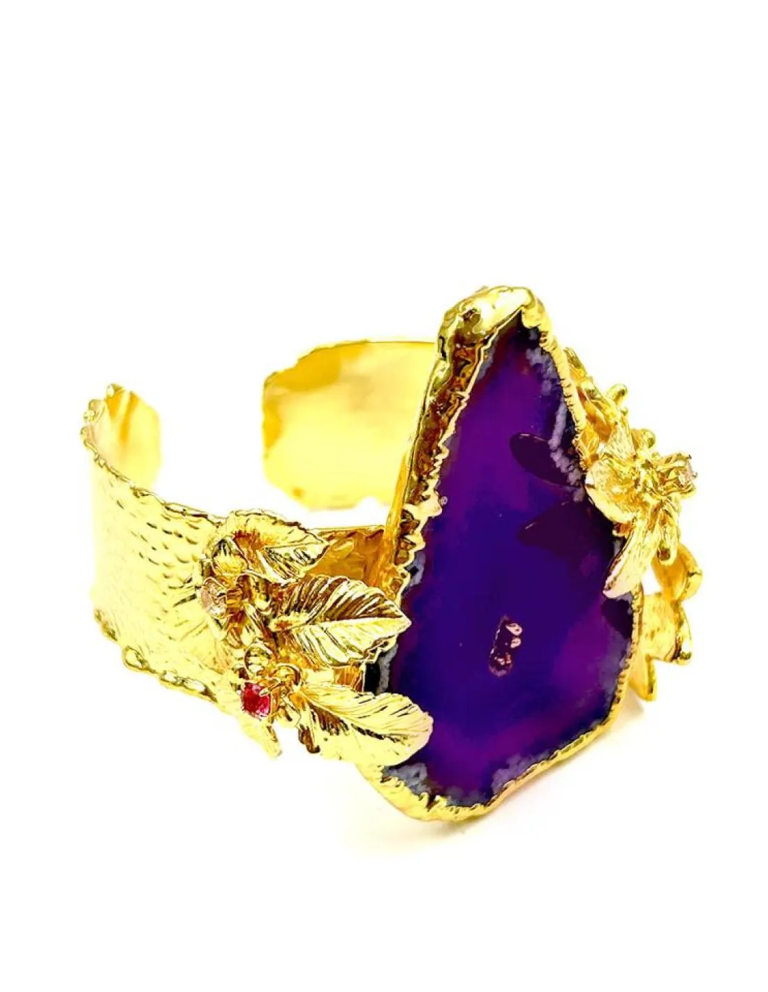 BRAZALETES DORADOS CON PIEDRAS MORADAS PARA BODAS