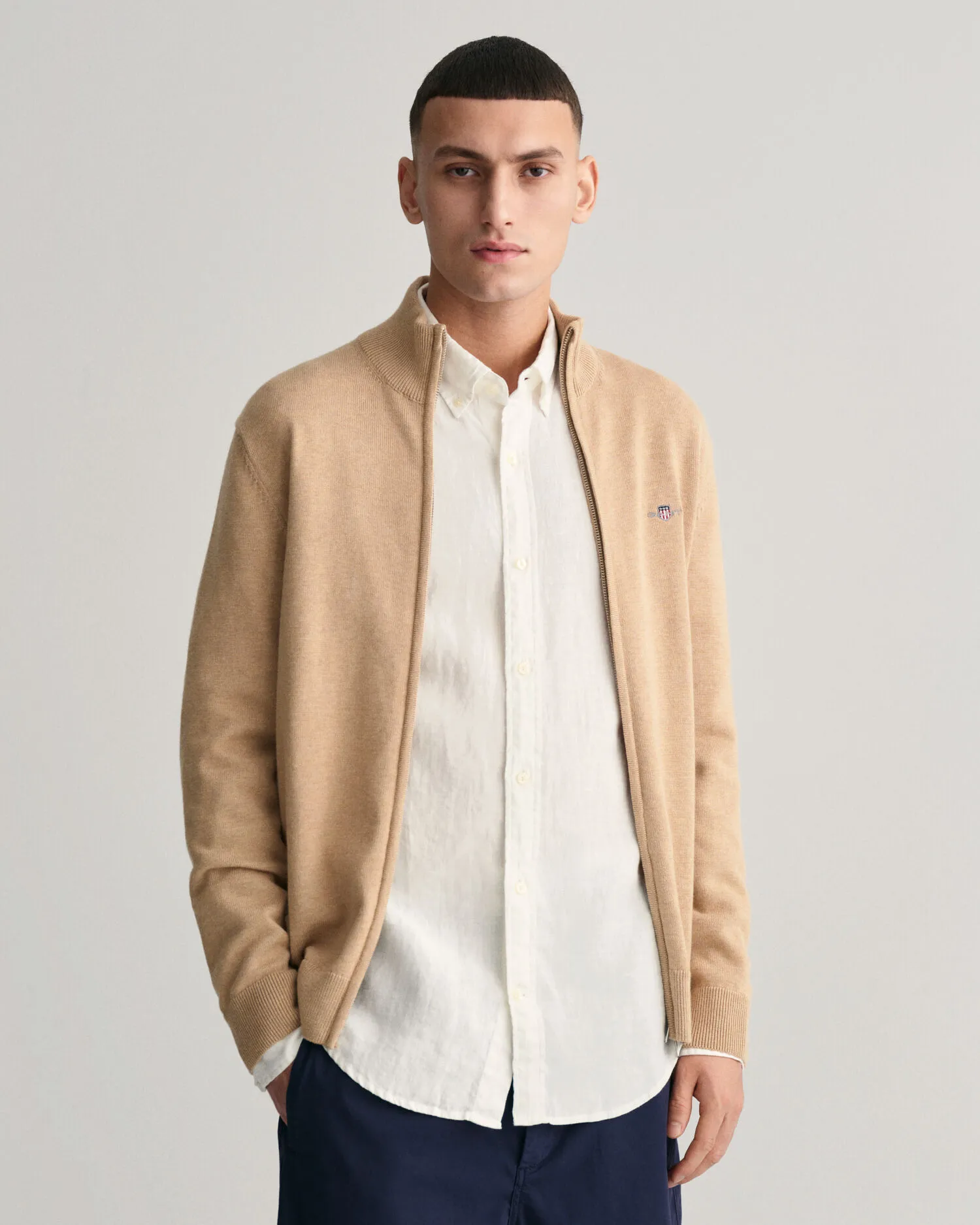 Cárdigan con cremallera Casual Cotton