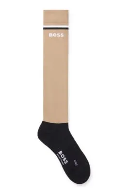 Calcetines de equitación con rayas y logo de la marca