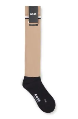 Calcetines de equitación con rayas y logo de la marca