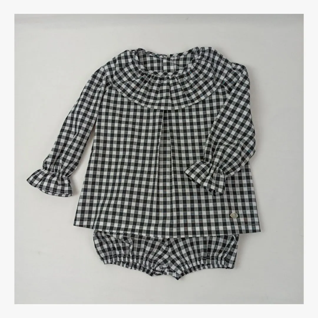 Camisa con volantes de niña Vichy