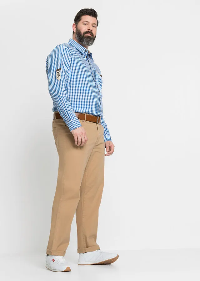 CAMISA TRADICIONAL CON MANGAS ARREMANGADAS AZURBLANCO DE CUADROS