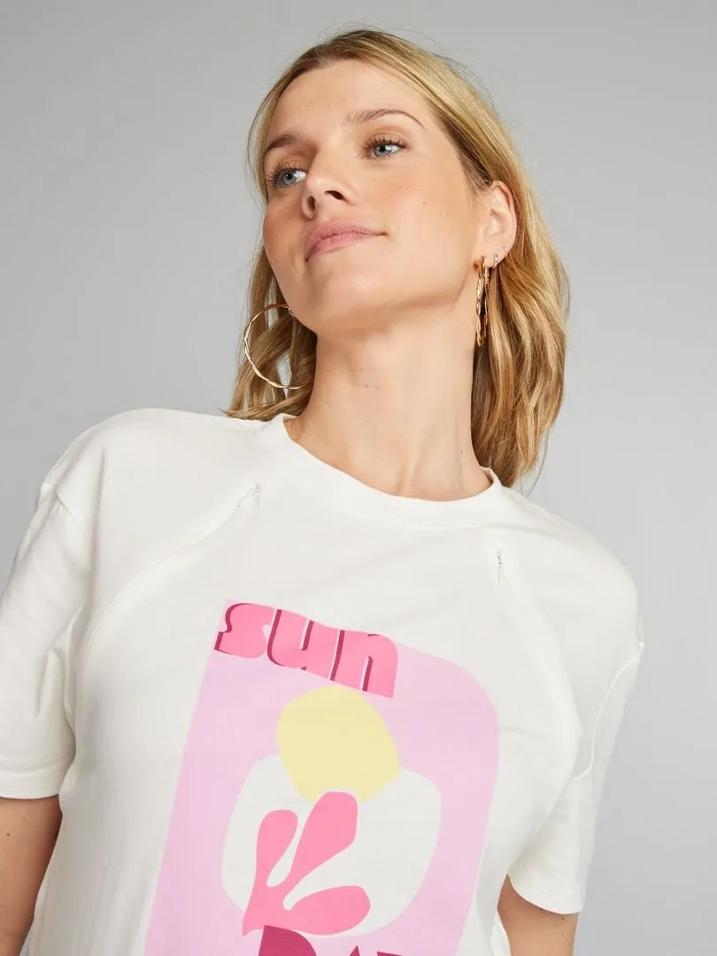CAMISETA DE LACTANCIA A ABERTURAS  BLANCO