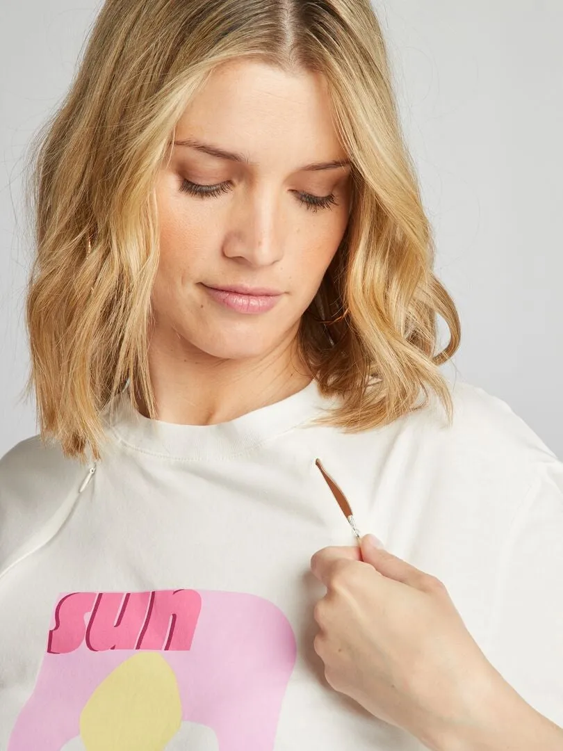 CAMISETA DE LACTANCIA A ABERTURAS  BLANCO
