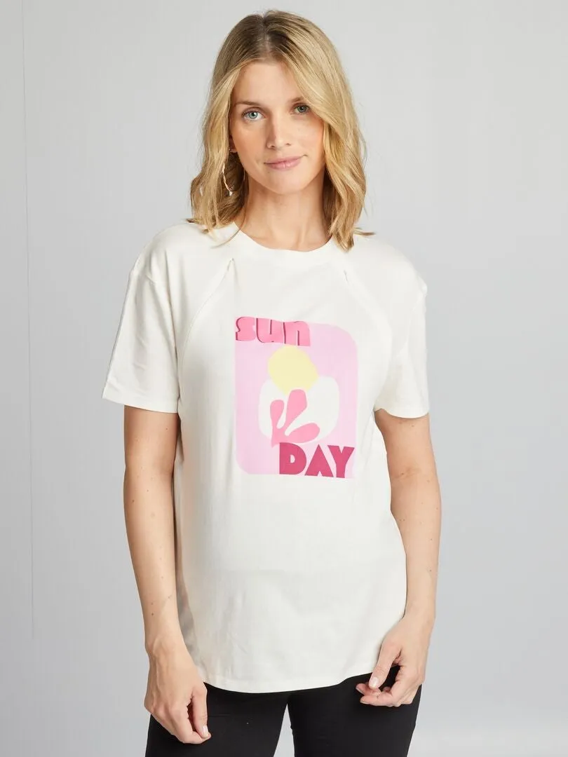 CAMISETA DE LACTANCIA A ABERTURAS  BLANCO