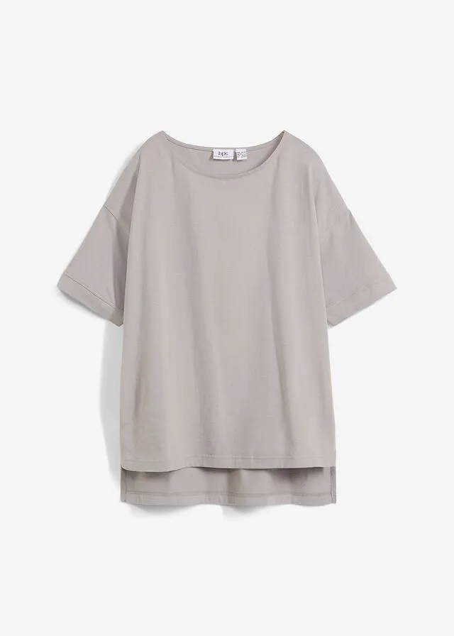 Camiseta holgada de algodón con aberturas laterales gris sombra