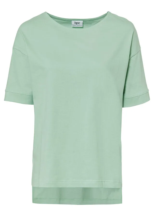 Camiseta holgada de algodón con aberturas laterales Verde pastel