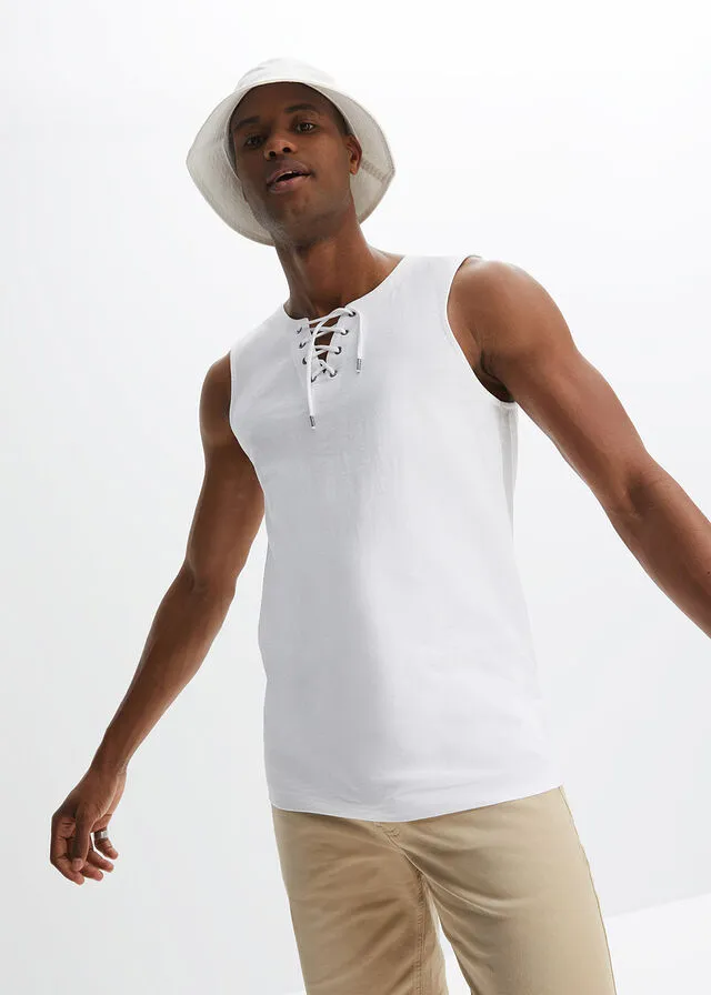 Camiseta sin mangas con cordón Blanco