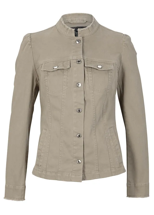Chaqueta con mangas ligeramente abullonadas Caqui