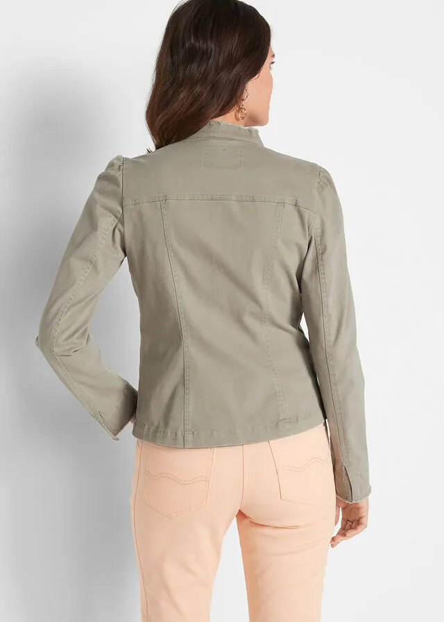 Chaqueta con mangas ligeramente abullonadas Caqui