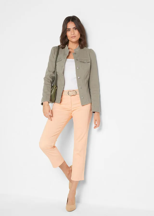 Chaqueta con mangas ligeramente abullonadas Caqui