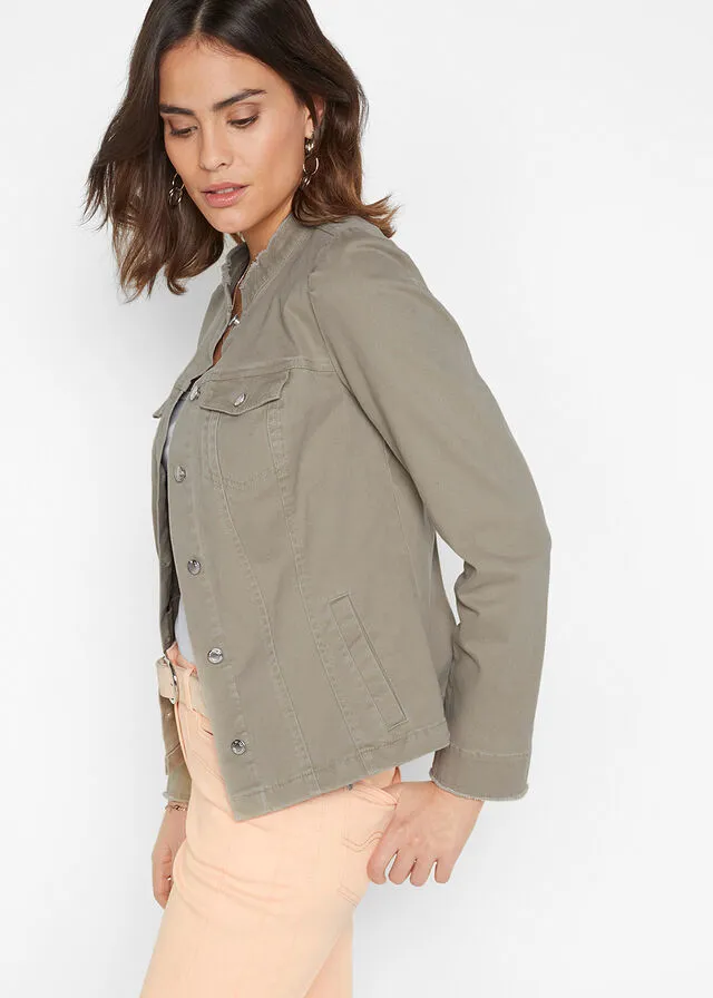 Chaqueta con mangas ligeramente abullonadas Caqui