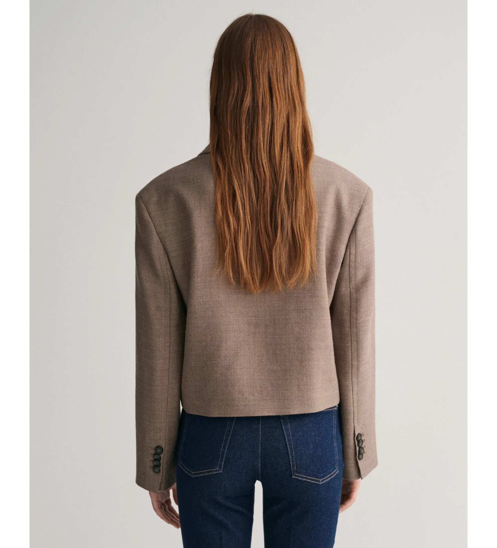 Chaqueta corta tipo americana de lana marrón
