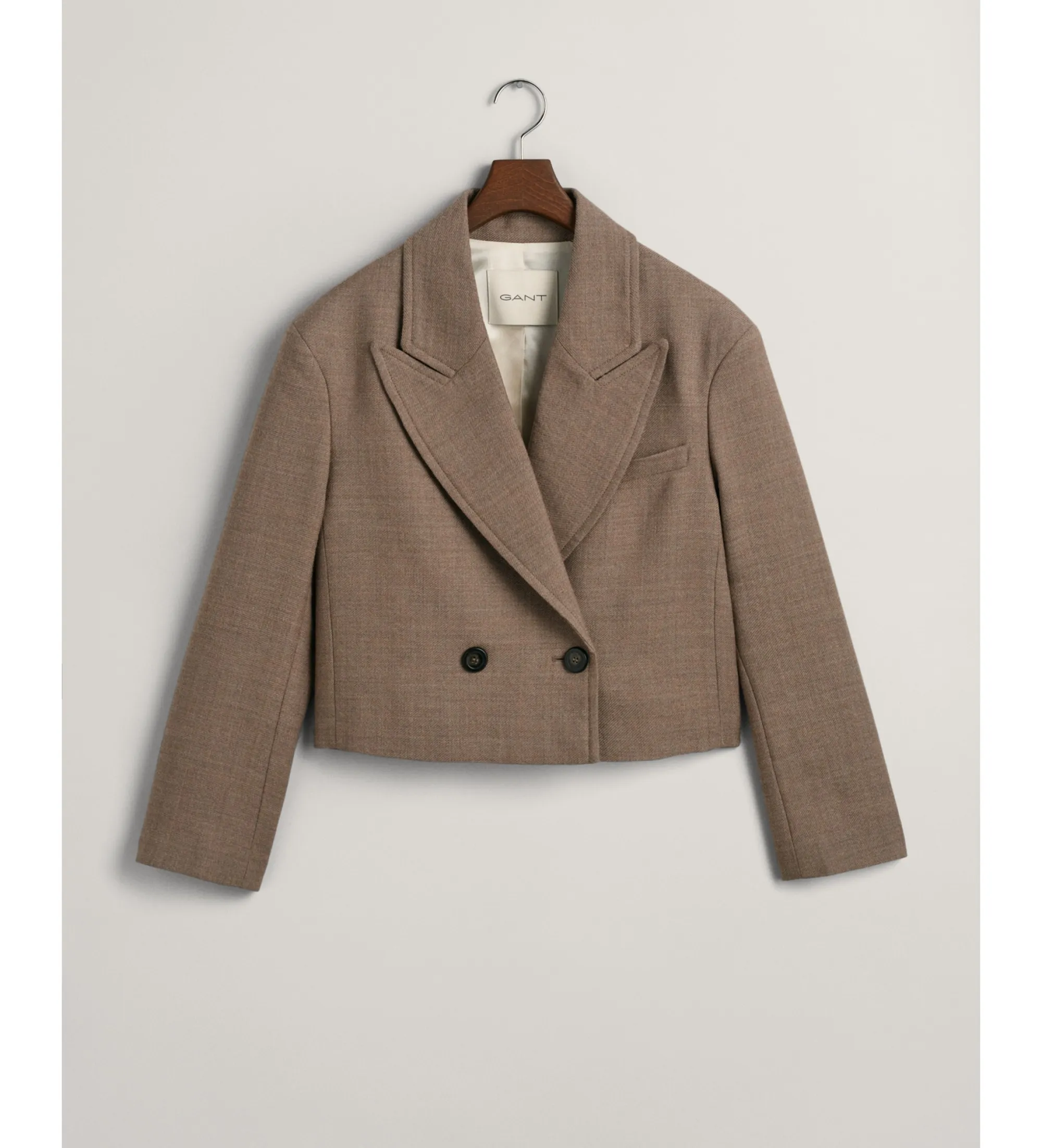 Chaqueta corta tipo americana de lana marrón