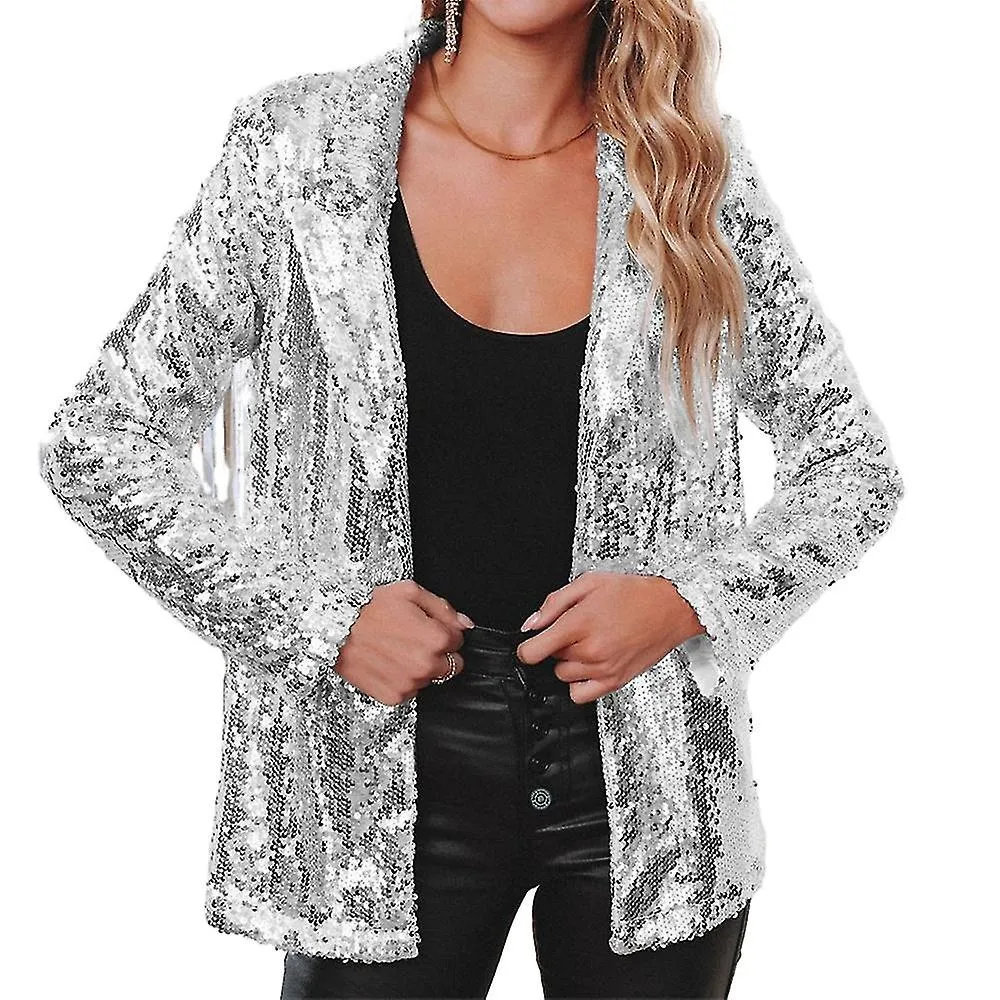 Chaqueta de lentejuelas con purpurina Blazer de mujer con manga larga Bomber_Feb