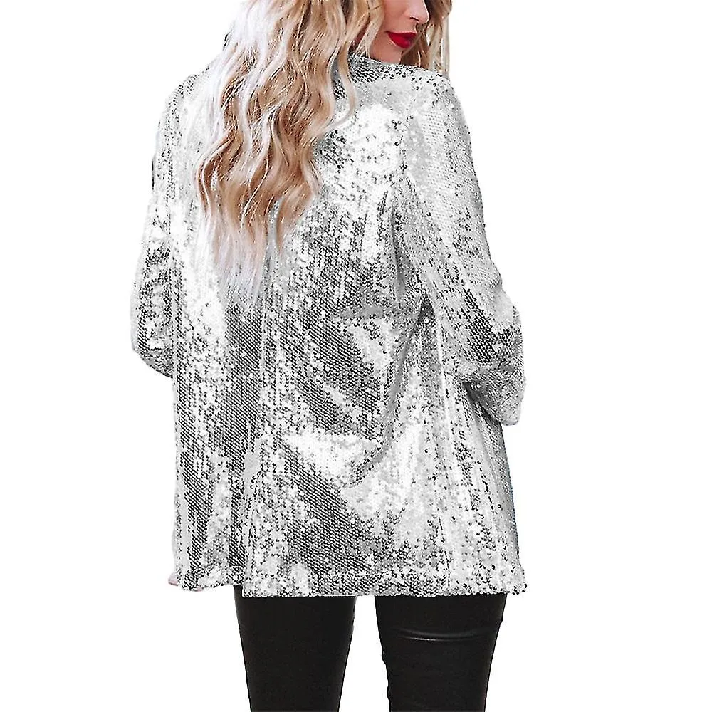 Chaqueta de lentejuelas con purpurina Blazer de mujer con manga larga Bomber_Feb