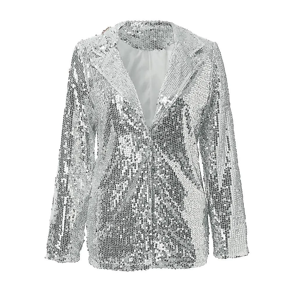 Chaqueta de lentejuelas con purpurina Blazer de mujer con manga larga Bomber_Feb
