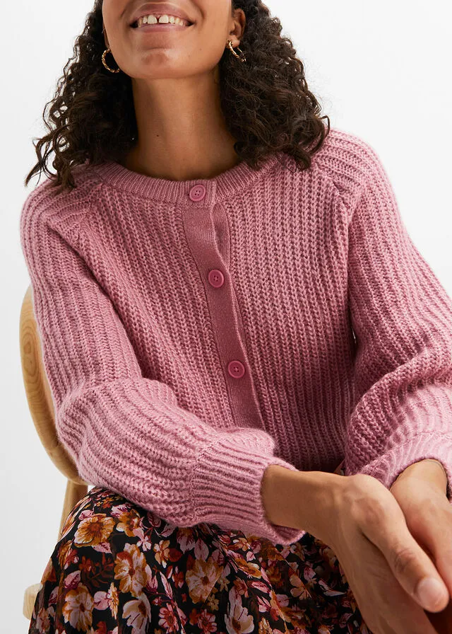 Chaqueta de punto con mangas raglán Rosa frambuesa
