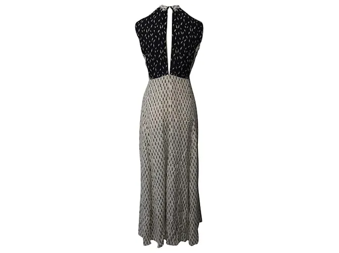 Chloé Vestido Chloe sin mangas con motivo floral en seda beige 