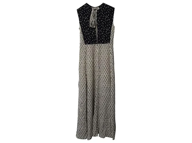 Chloé Vestido Chloe sin mangas con motivo floral en seda beige 