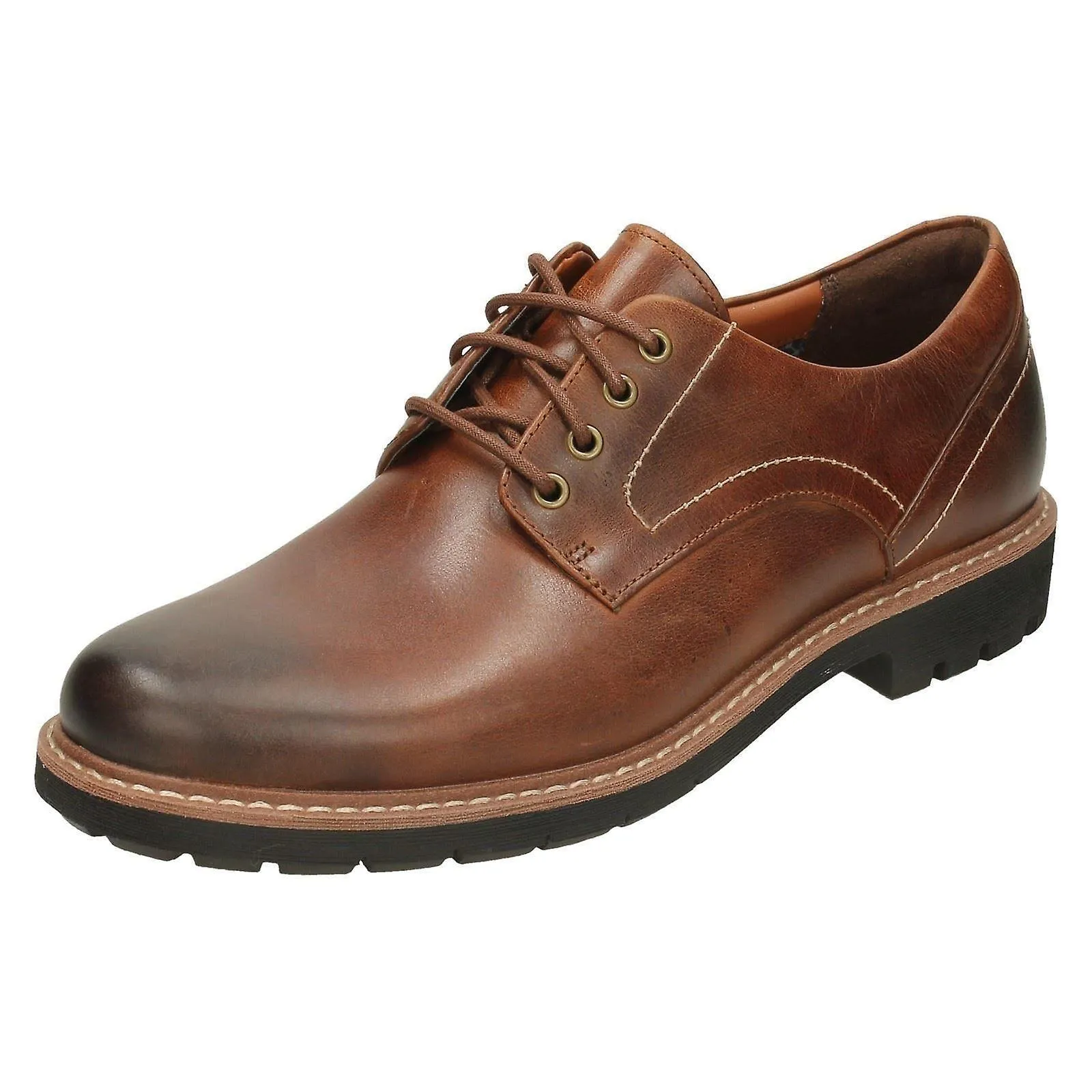 CLARKS PARA HOMBRE ELEGANTE ENCAJE HASTA ZAPATOS BATCOMBE HALL  CUERO DE TAN OSCURO  REINO UNIDO TAMAñO 10G  UE TAMAñO 44.5 