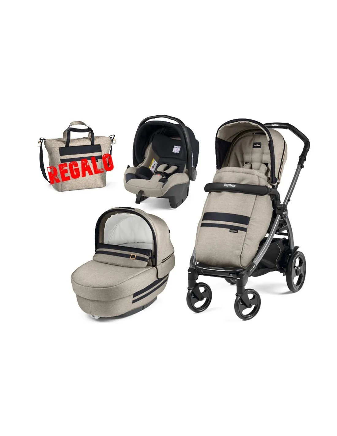 COCHE BEBé TRES PIEZAS PEGPEREGO BOOK 51 ELITE LUXE ÉCRU